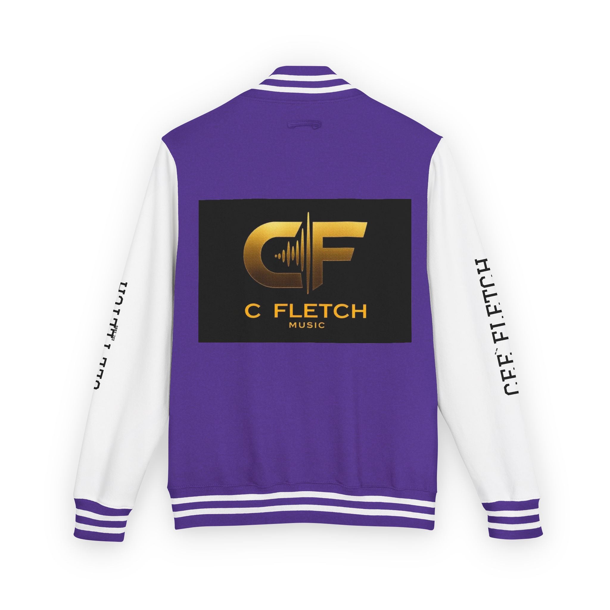 C Fletch Music Letterman Jacket — Red/White Varsity Jacket with Logo