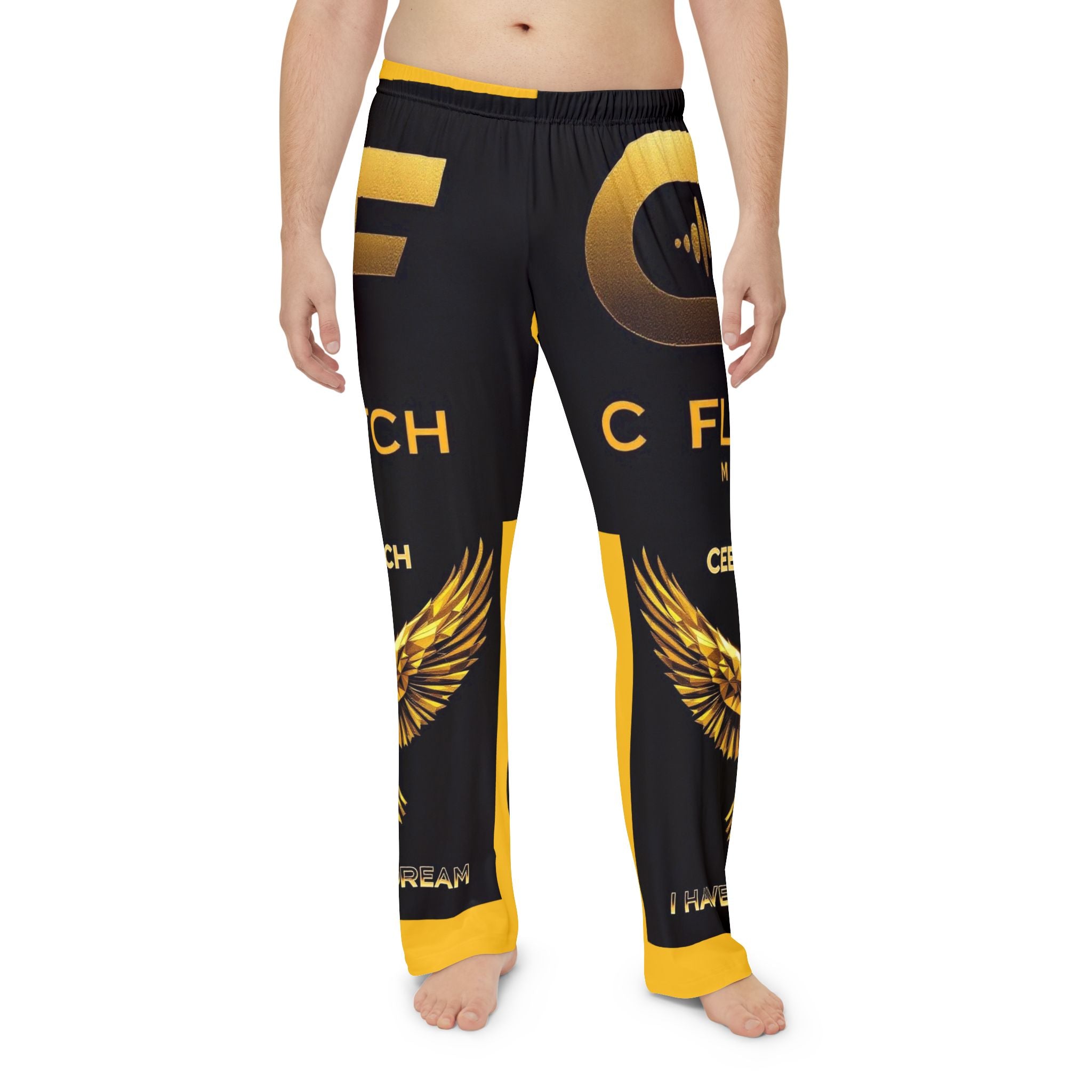 Men's Pajama Pants — Black & Gold C Fletch Music Lounge Pants