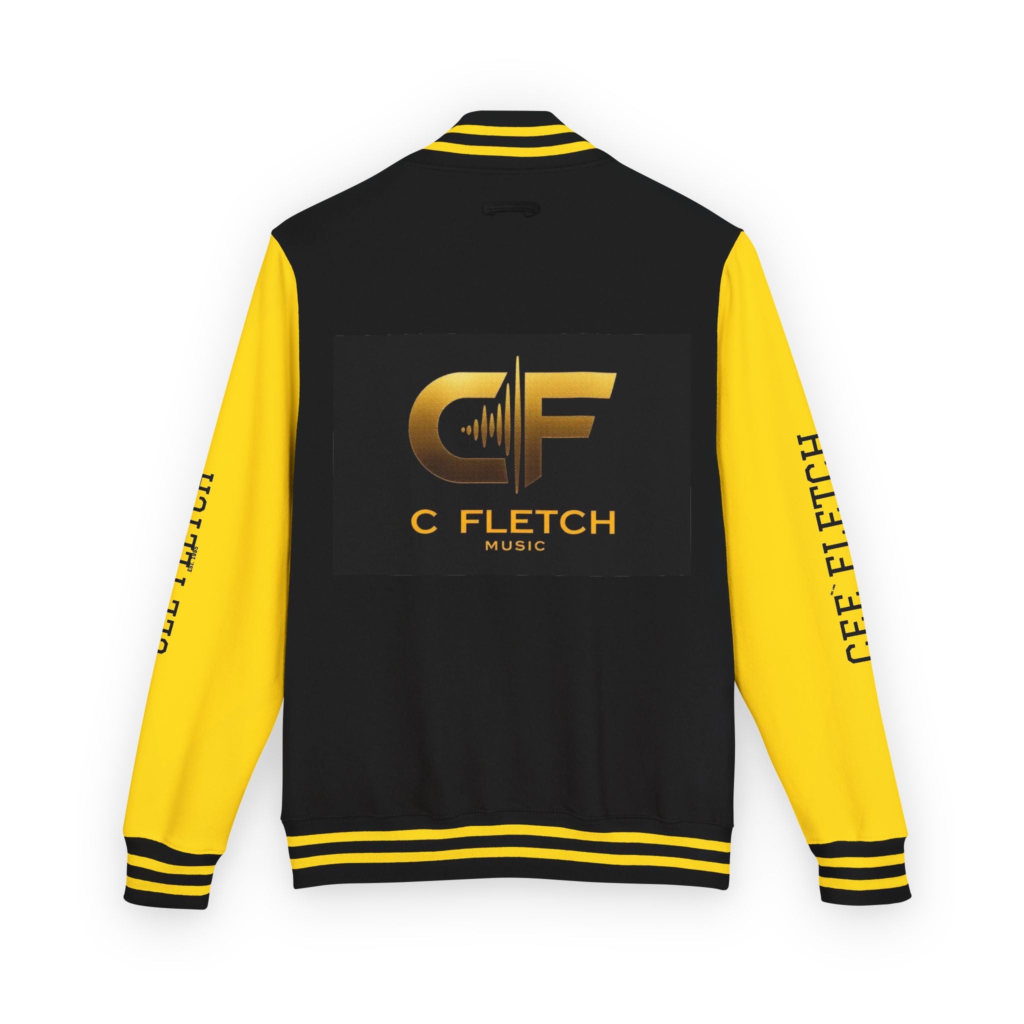 C Fletch Music Letterman Jacket — Red/White Varsity Jacket with Logo