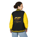 C Fletch Music Letterman Jacket — Red/White Varsity Jacket with Logo