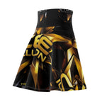 Gold Starburst Skater Skirt — Bold Geometric All-Over Print