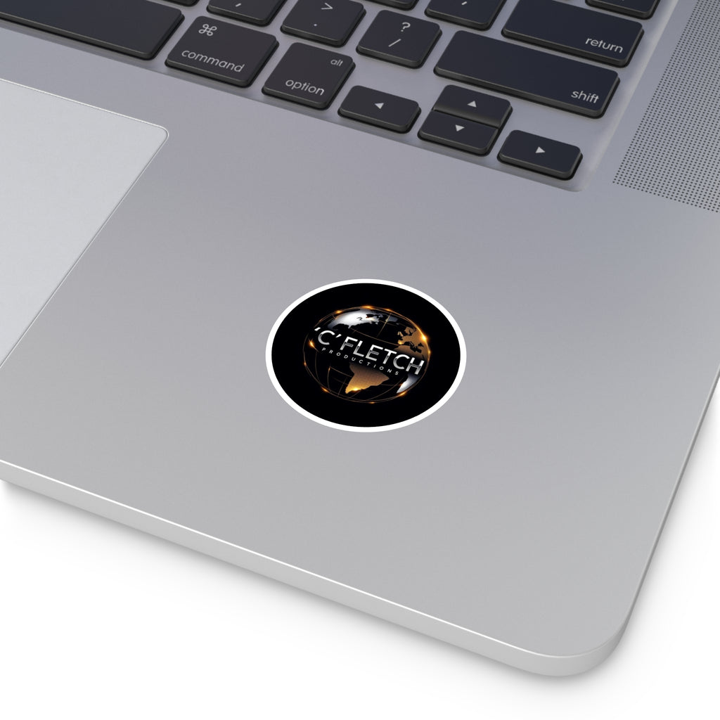 C'Fletch Productions Globe Logo Round Vinyl Sticker — Indoor/Outdoor