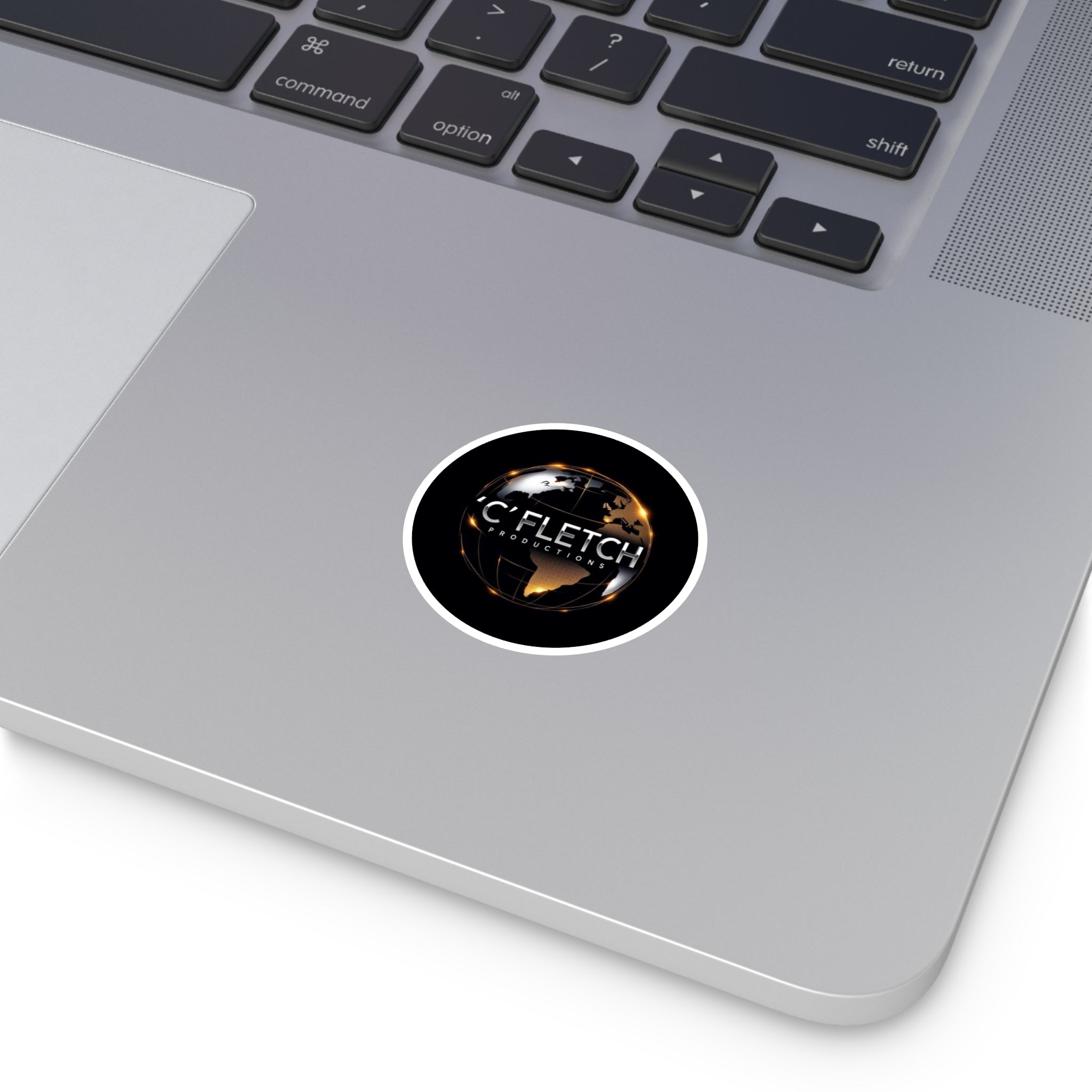 C'Fletch Productions Globe Logo Round Vinyl Sticker — Indoor/Outdoor