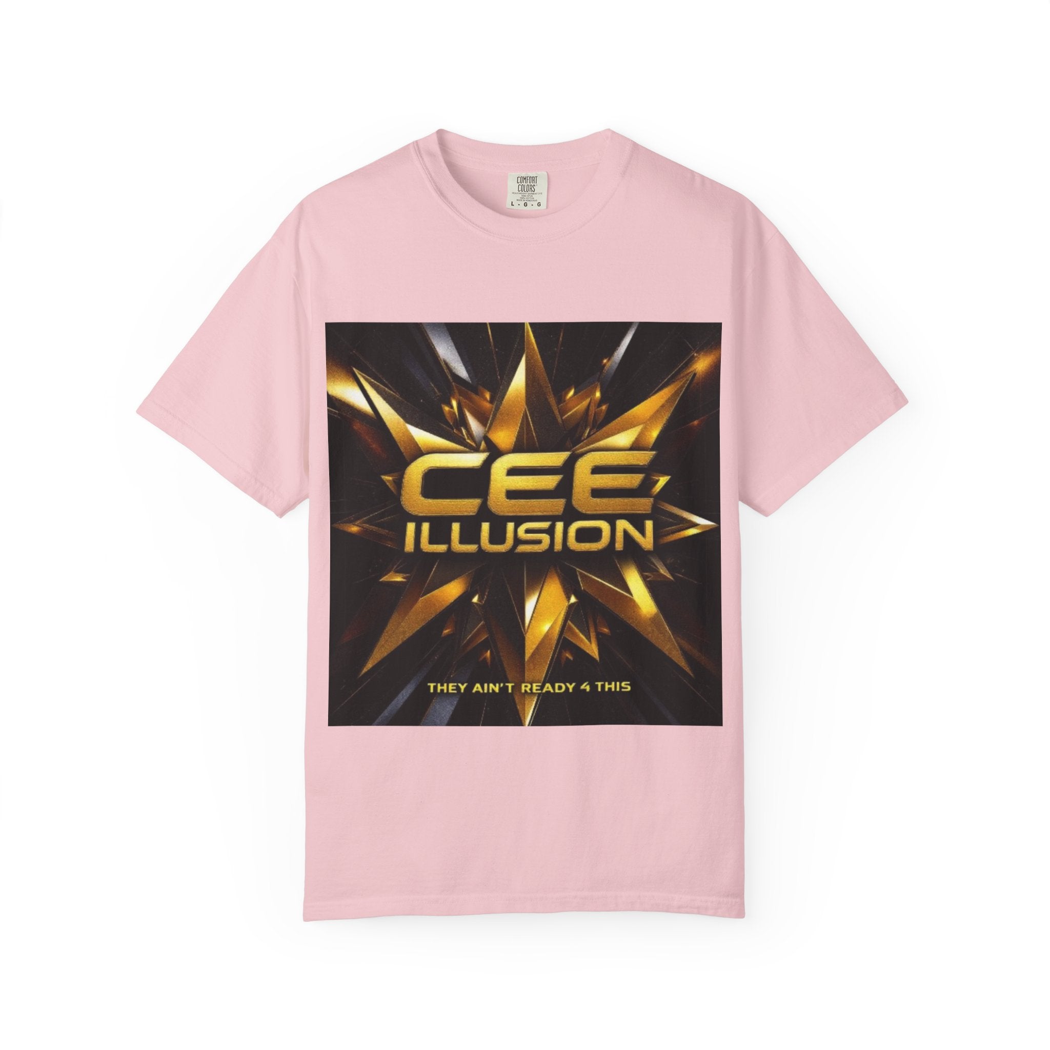 Illusion Graphic T-Shirt — "CEE ILLUSION" Bold Gold Star Design