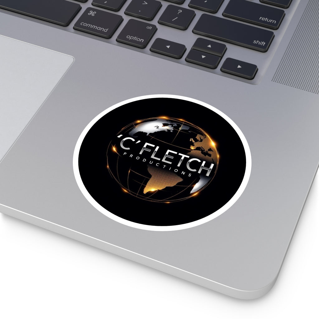 C'Fletch Productions Globe Logo Round Vinyl Sticker — Indoor/Outdoor