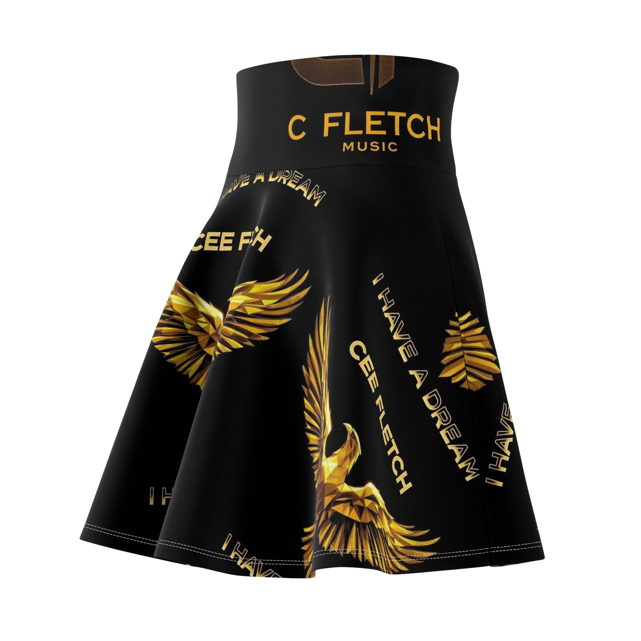Golden Phoenix Skater Skirt — Cee Fletch "I Have a Dream" Graphic
