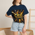 Cee Illusion Graphic T-Shirt — Bold Gold Starburst Design