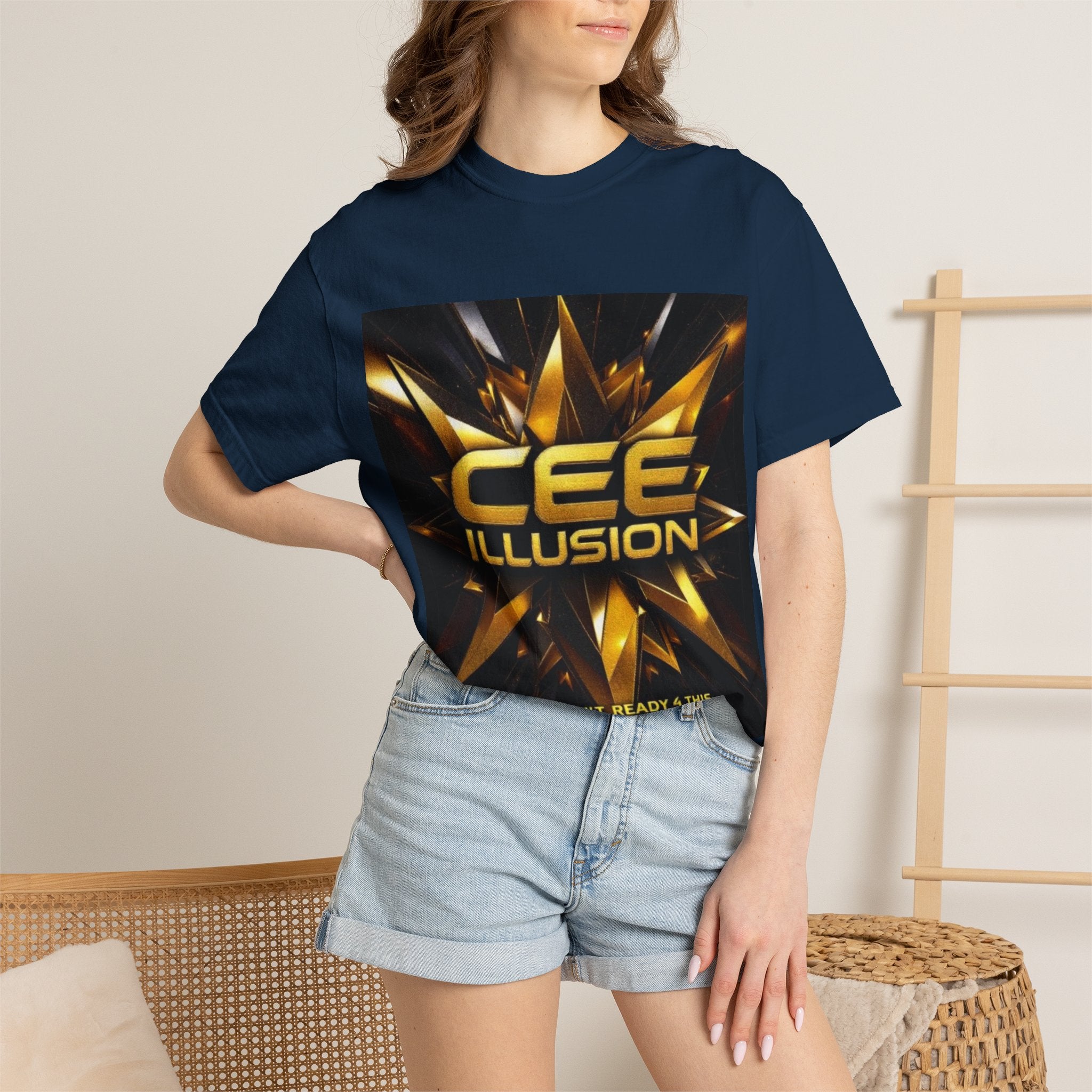 Cee Illusion Graphic T-Shirt — Bold Gold Starburst Design