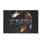 Double-Sided Flag — ‘C’ Fletch Productions Logo Globe Flag (Outdoor/Indoor)