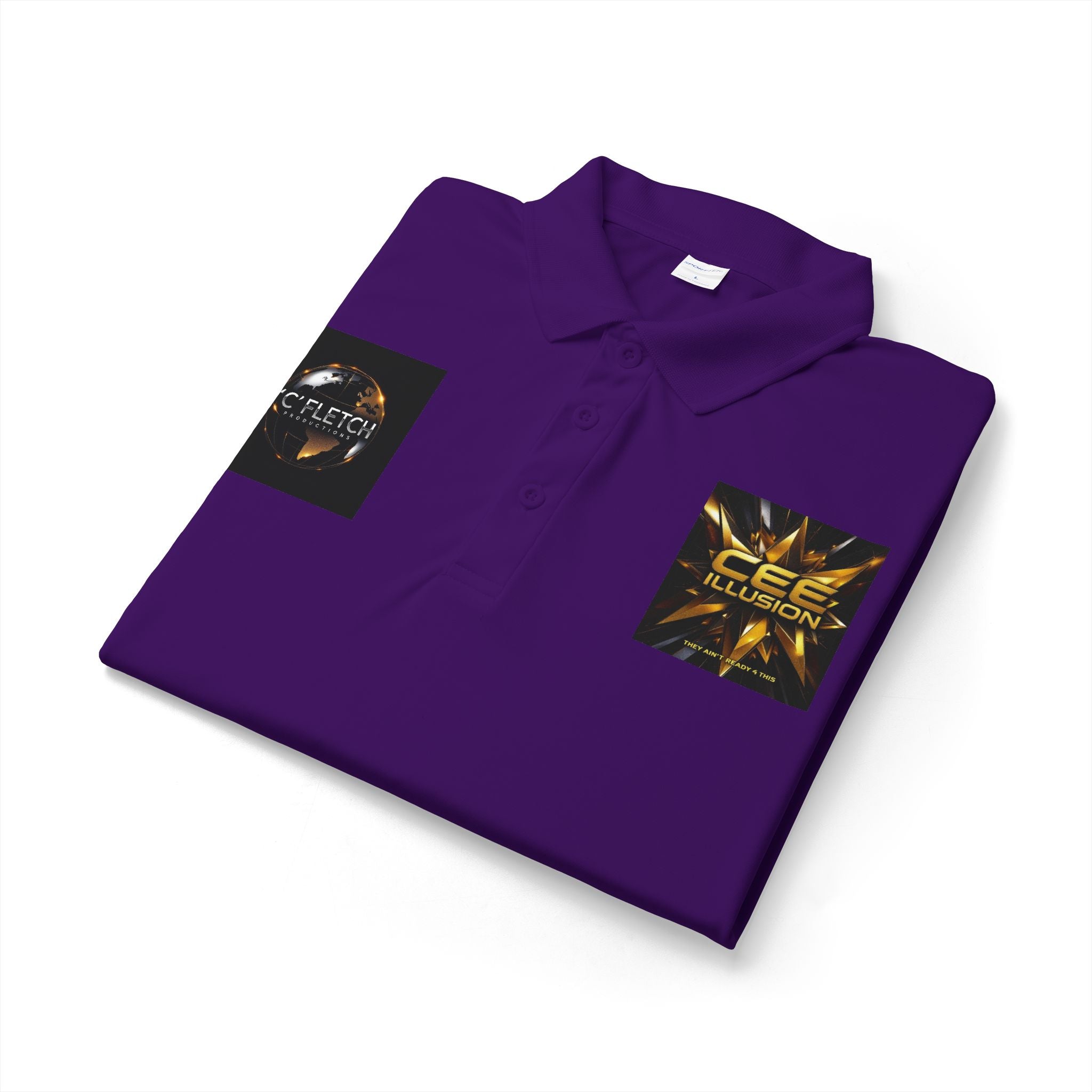 Logo Chest Polo Shirt — Gold Emblem Athletic Golf Polo