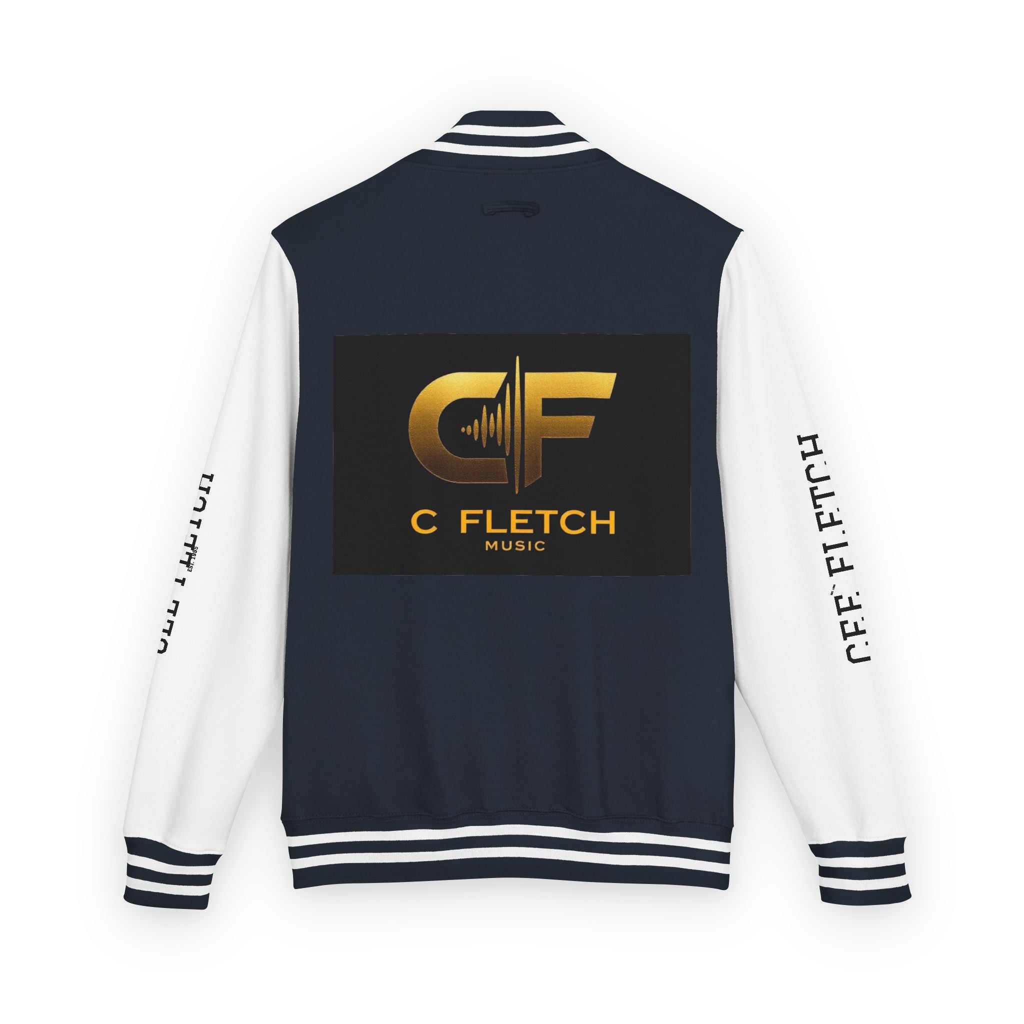 C Fletch Music Letterman Jacket — Red/White Varsity Jacket with Logo