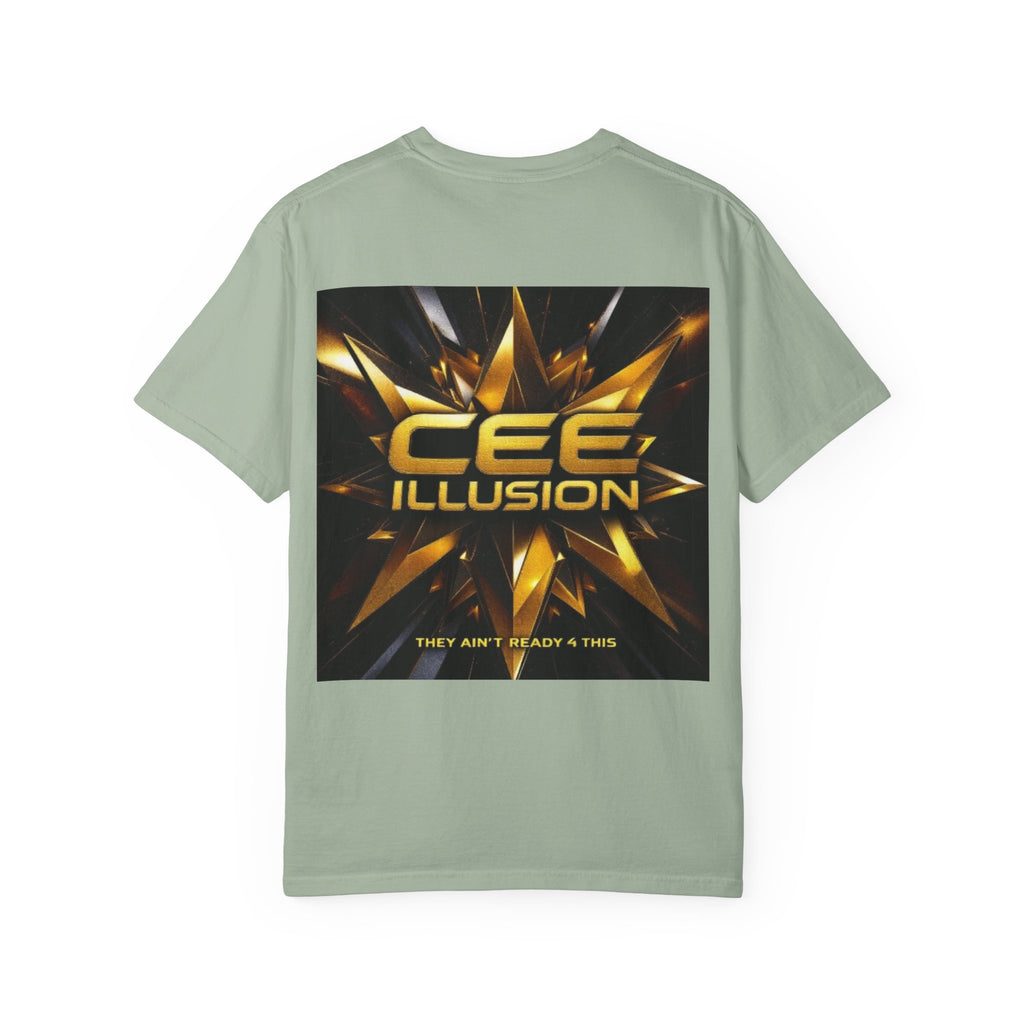 Cee Illusion Graphic T-Shirt — Bold Gold Starburst Design