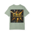 Cee Illusion Graphic T-Shirt — Bold Gold Starburst Design