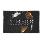 Double-Sided Flag — ‘C’ Fletch Productions Logo Globe Flag (Outdoor/Indoor)