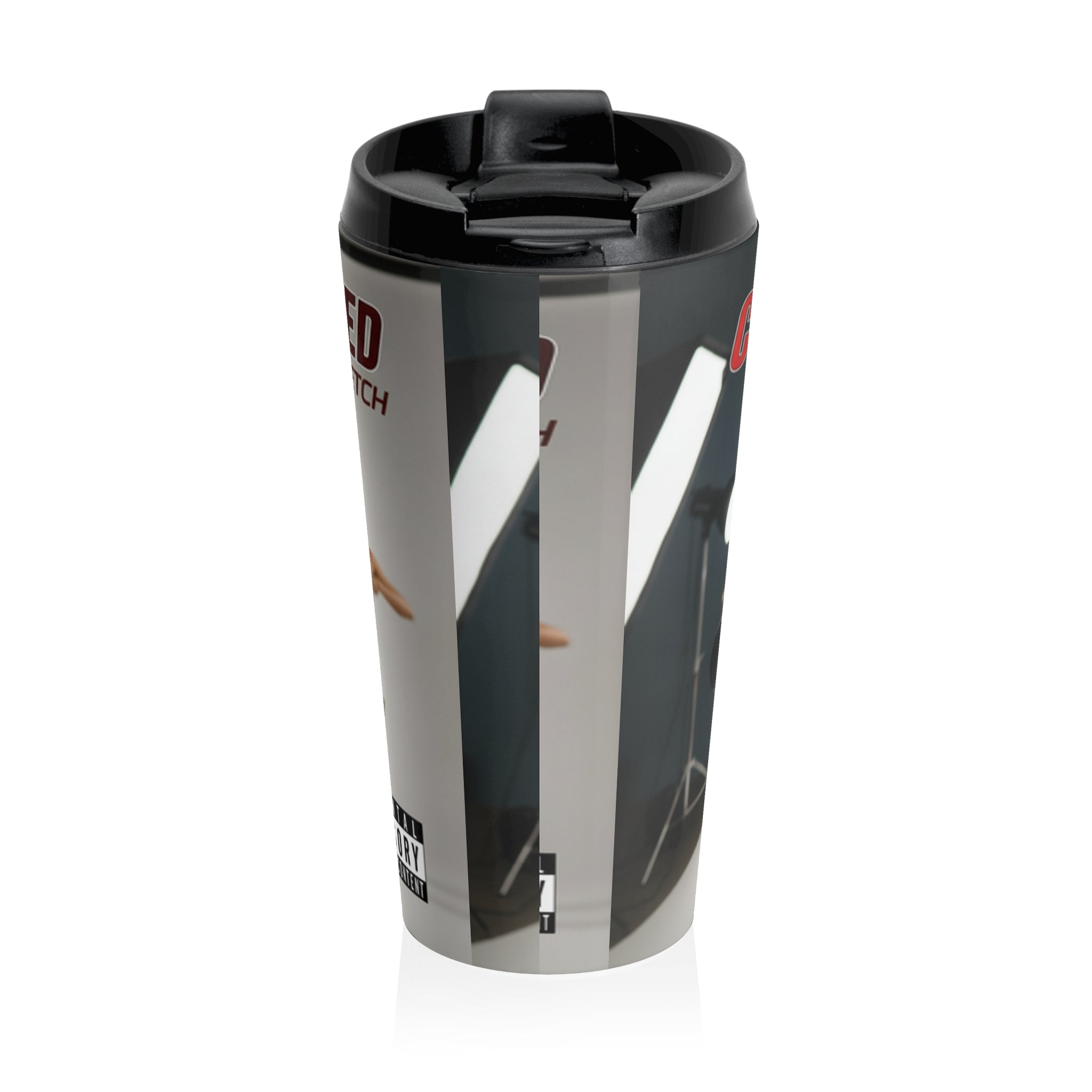 Stainless Steel Travel Mug — 'We Here Sexy' Music Artist Photo Travel Mug