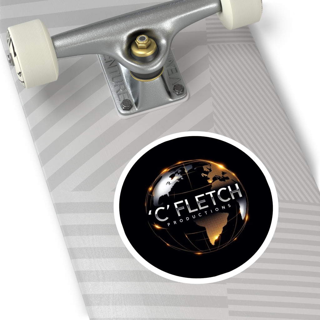 C'Fletch Productions Globe Logo Round Vinyl Sticker — Indoor/Outdoor