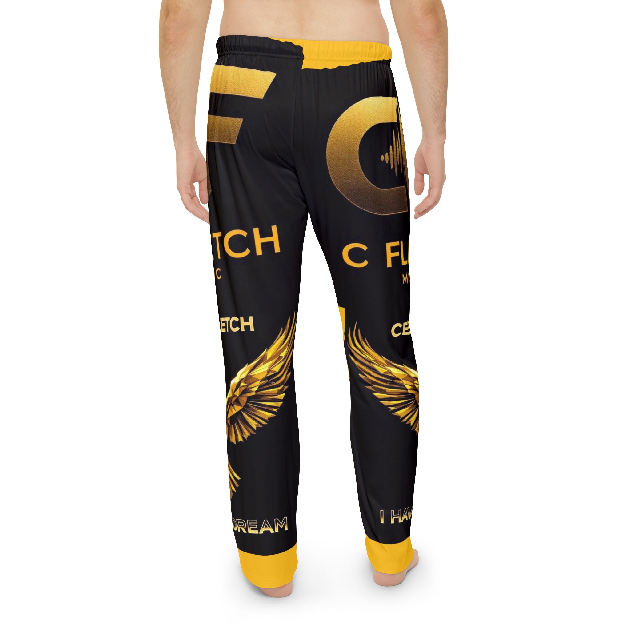Men's Pajama Pants — Black & Gold C Fletch Music Lounge Pants