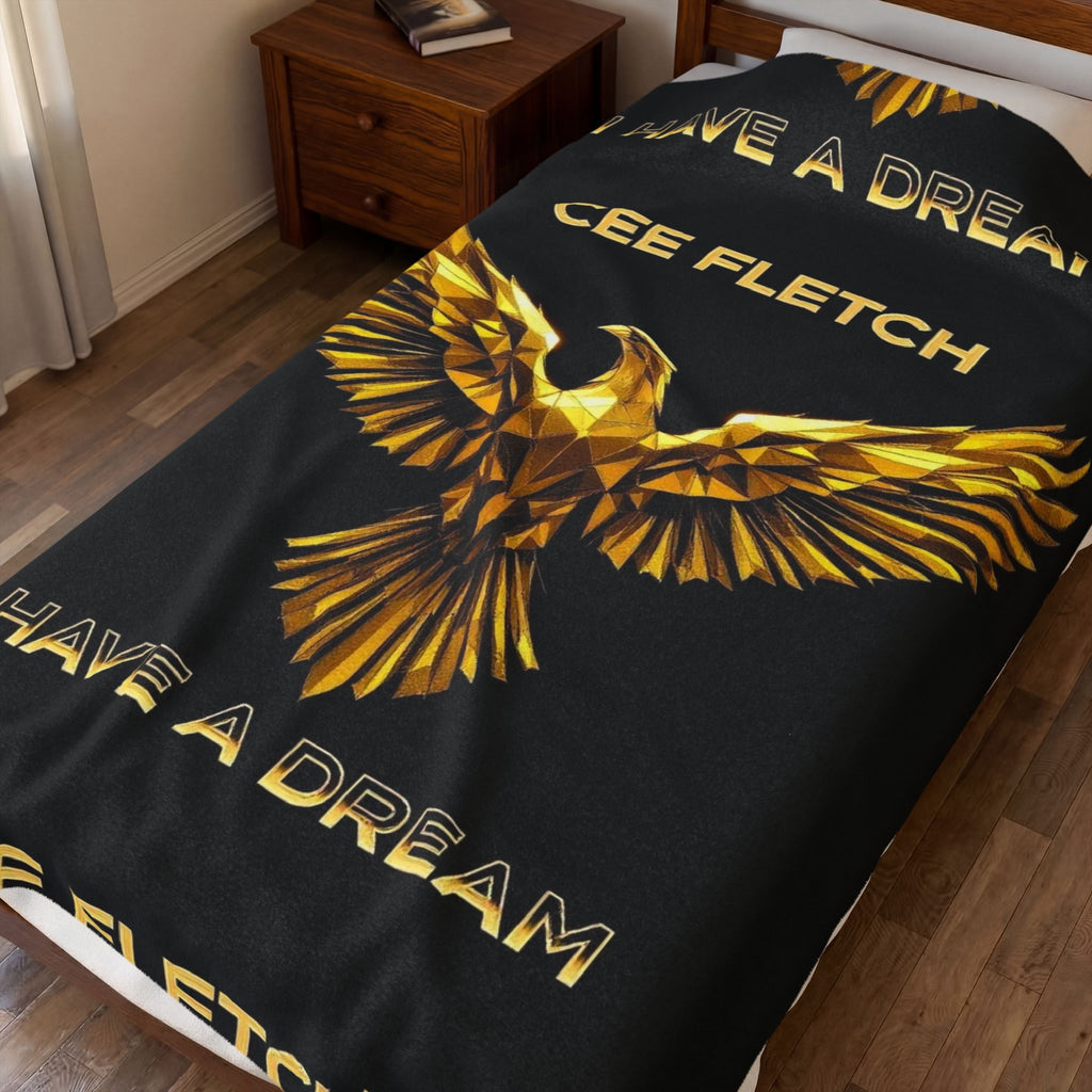 Velveteen Blanket — Gold Phoenix "I Have a Dream" Personalized Throw
