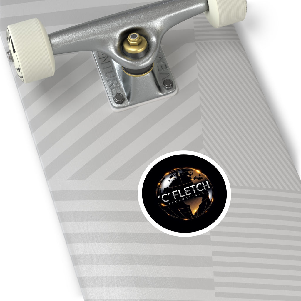 C'Fletch Productions Globe Logo Round Vinyl Sticker — Indoor/Outdoor