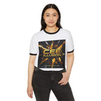 Illusion Logo Ringer T-Shirt — Bold Gold Graphic Tee