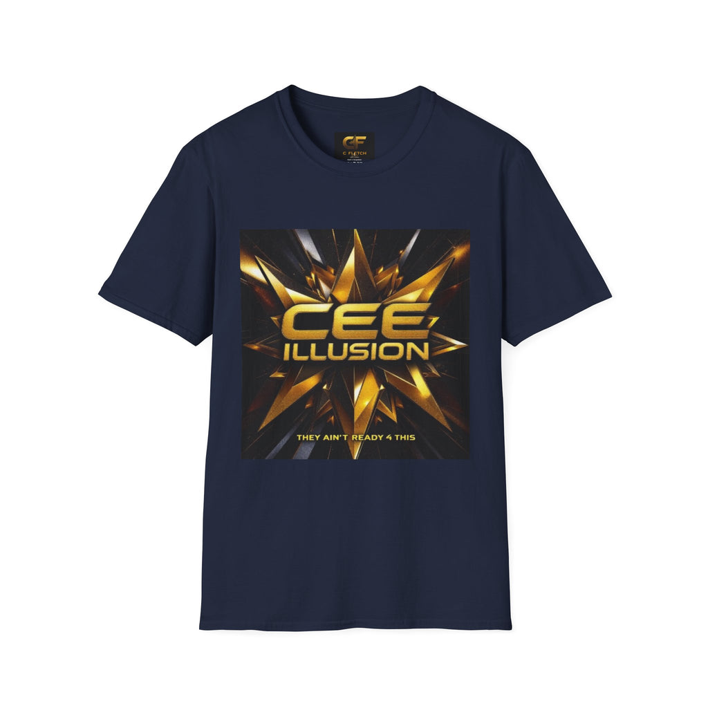 Illusion Graphic T-Shirt — 'Cee Illusion' Bold Gold Logo Tee