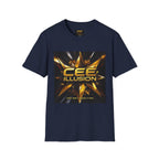 Illusion Graphic T-Shirt — 'Cee Illusion' Bold Gold Logo Tee