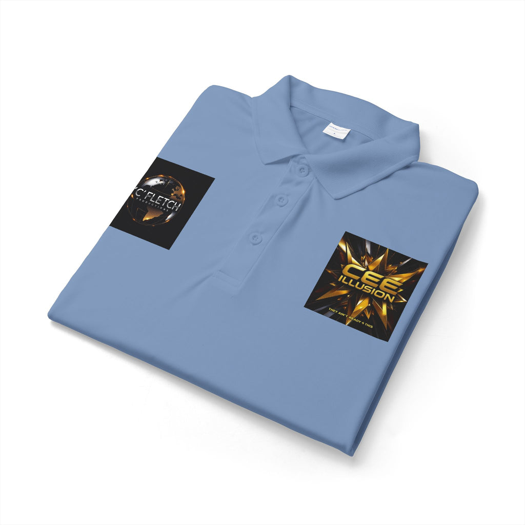 Logo Chest Polo Shirt — Gold Emblem Athletic Golf Polo
