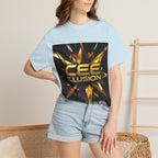 Cee Illusion Graphic T-Shirt — Bold Gold Starburst Design