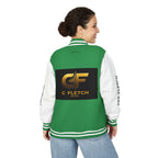 C Fletch Music Letterman Jacket — Red/White Varsity Jacket with Logo