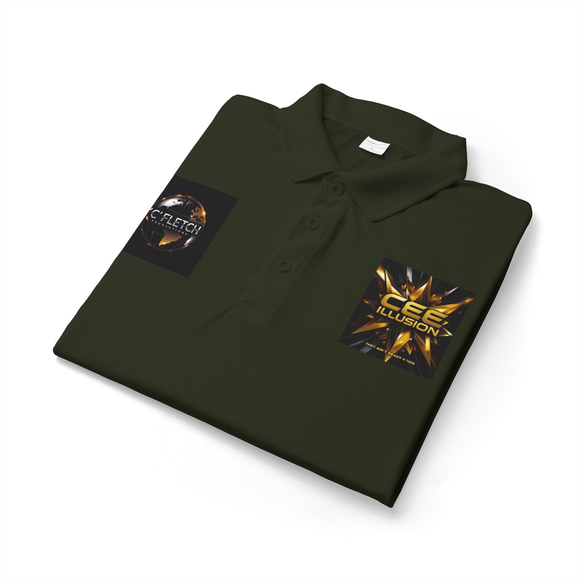 Logo Chest Polo Shirt — Gold Emblem Athletic Golf Polo