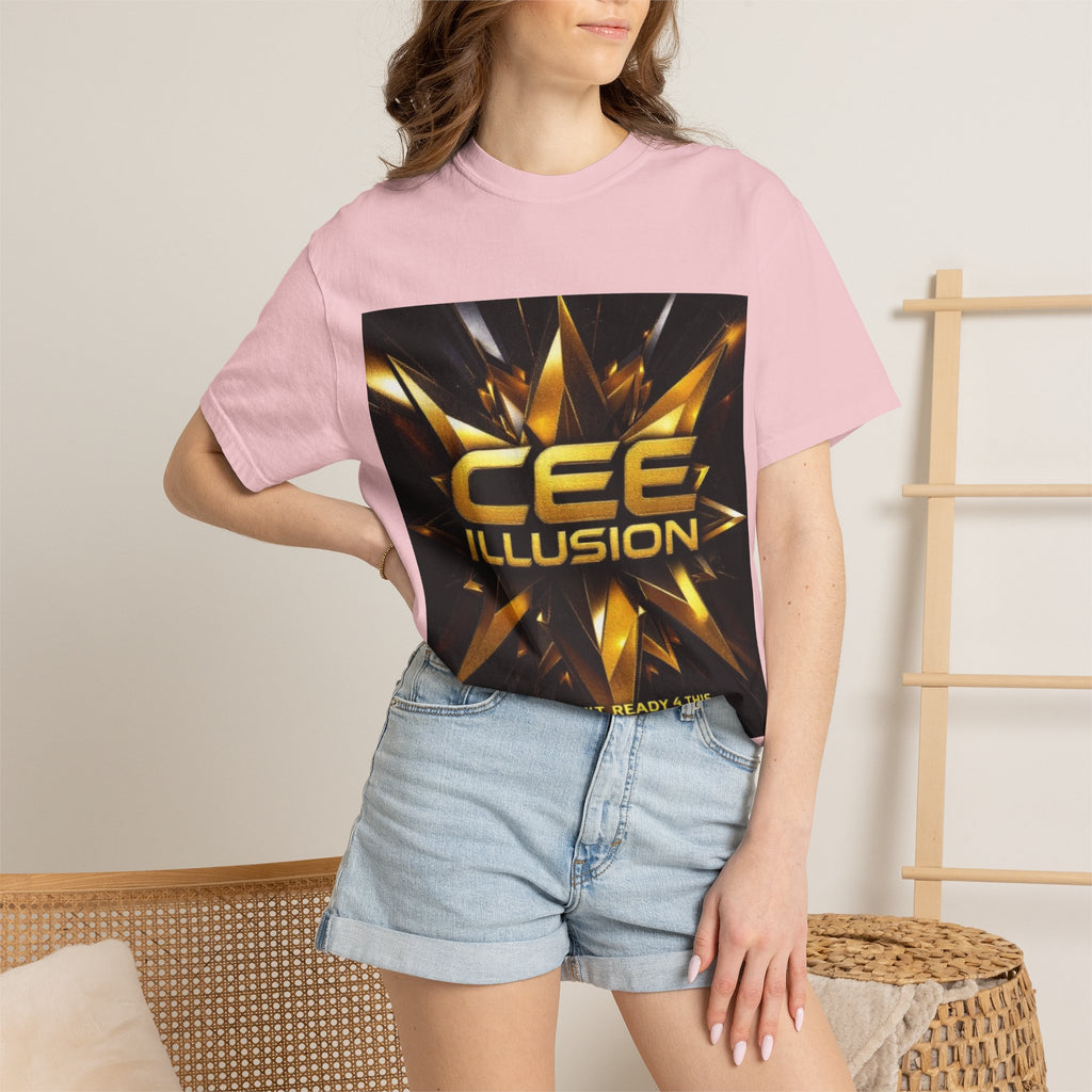 Cee Illusion Graphic T-Shirt — Bold Gold Starburst Design