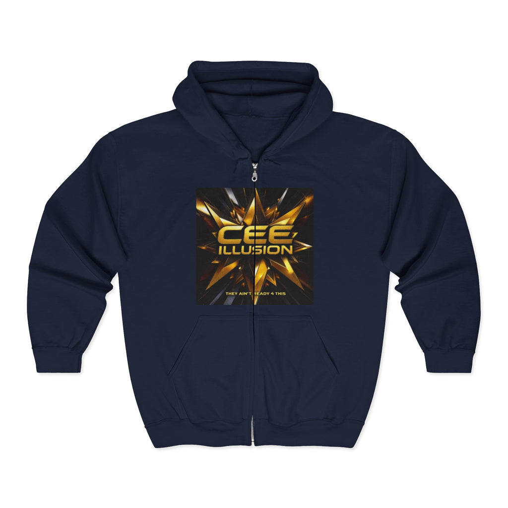 Illusion Logo Zip Hoodie — 'CEE Illusion' Gold Burst Full-Zip Sweatshirt