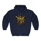 Illusion Logo Zip Hoodie — 'CEE Illusion' Gold Burst Full-Zip Sweatshirt