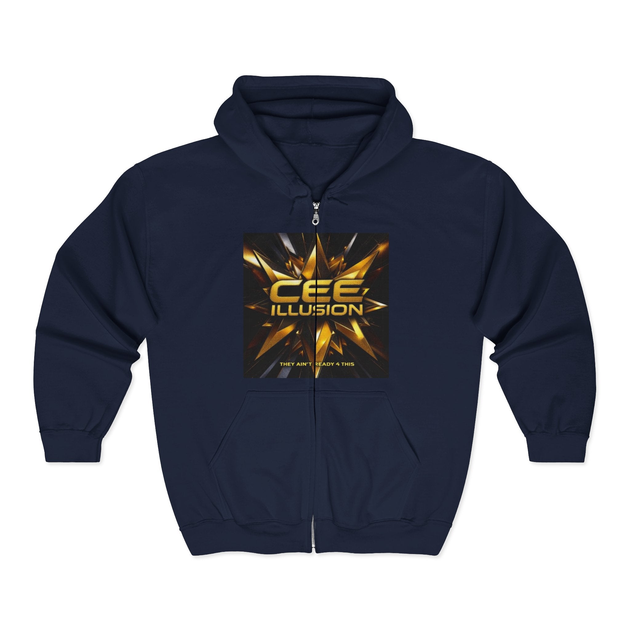 Illusion Logo Zip Hoodie — 'CEE Illusion' Gold Burst Full-Zip Sweatshirt