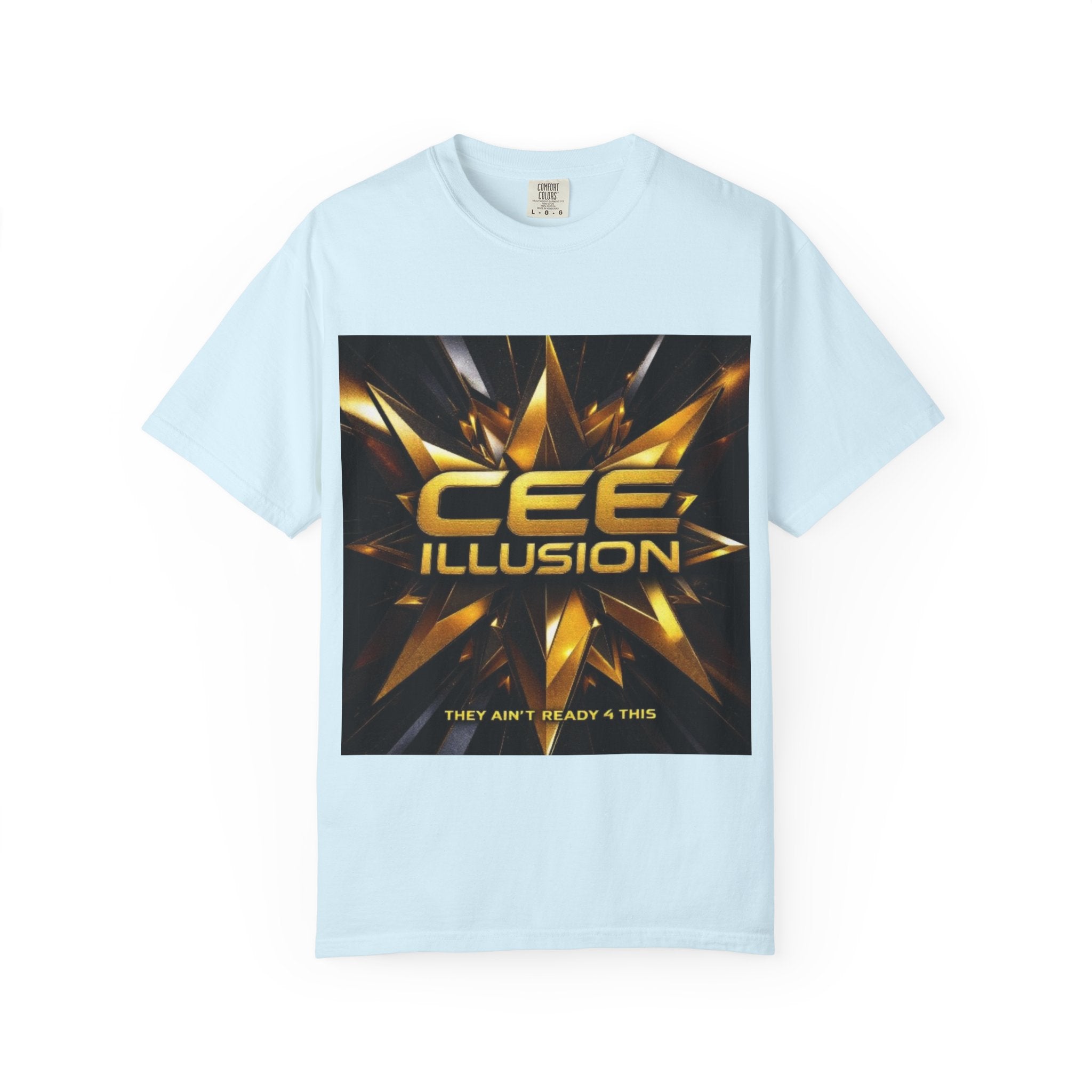 Illusion Graphic T-Shirt — "CEE ILLUSION" Bold Gold Star Design
