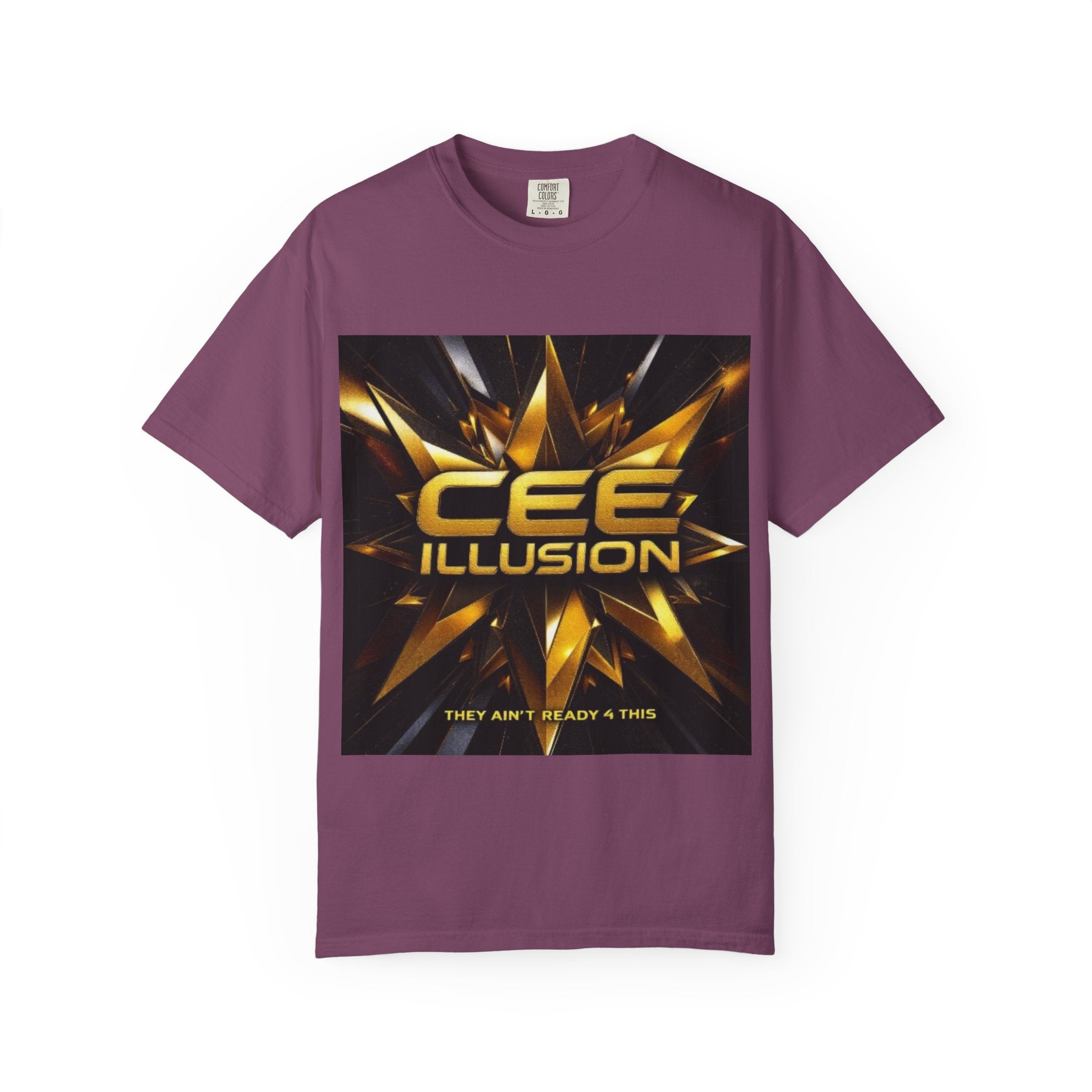 Illusion Graphic T-Shirt — "CEE ILLUSION" Bold Gold Star Design
