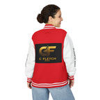 C Fletch Music Letterman Jacket — Red/White Varsity Jacket with Logo
