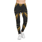 Gold Wing Pattern Leggings — "I Have a Dream" Inspirational All-Over Print Leggings
