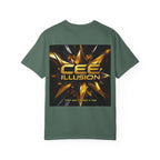 Cee Illusion Graphic T-Shirt — Bold Gold Starburst Design
