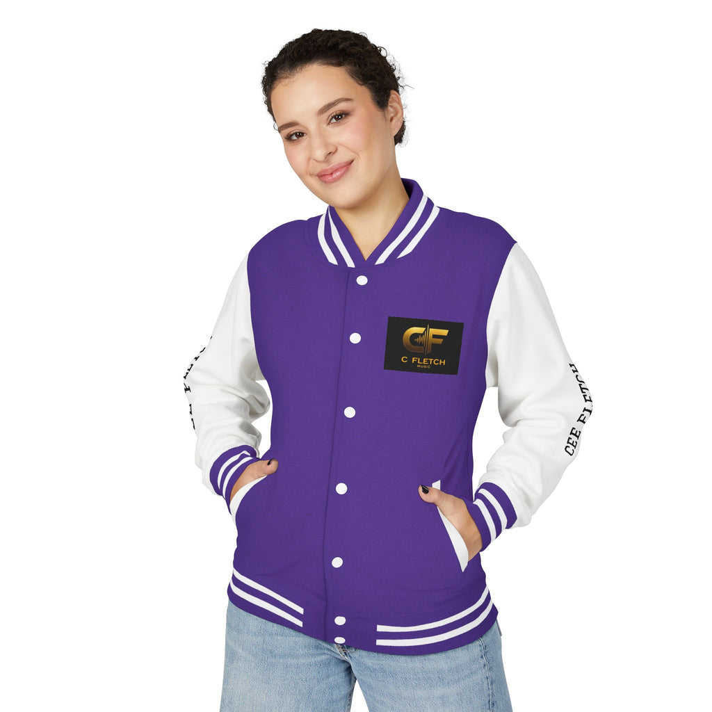 C Fletch Music Letterman Jacket — Red/White Varsity Jacket with Logo
