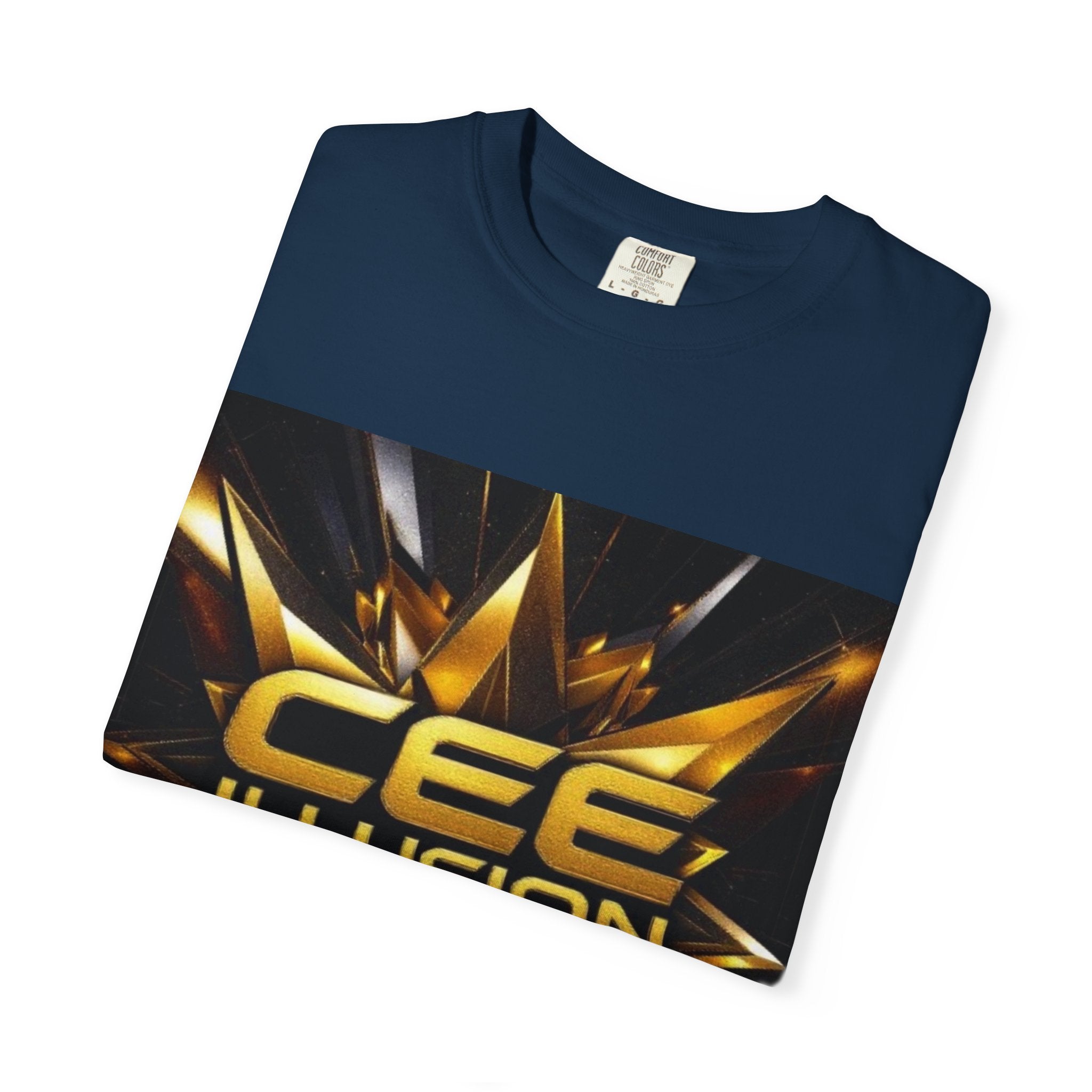 Cee Illusion Graphic T-Shirt — Bold Gold Starburst Design