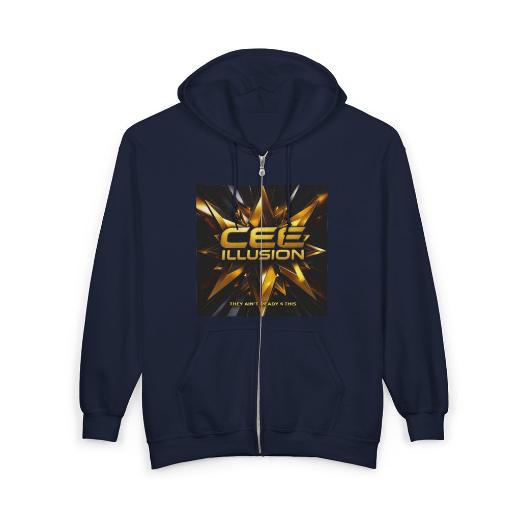 Illusion Logo Zip Hoodie — 'CEE Illusion' Gold Burst Full-Zip Sweatshirt