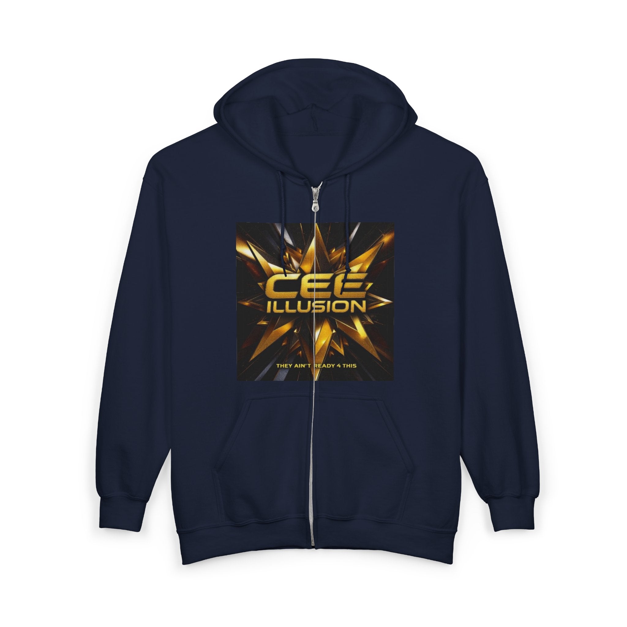 Illusion Logo Zip Hoodie — 'CEE Illusion' Gold Burst Full-Zip Sweatshirt