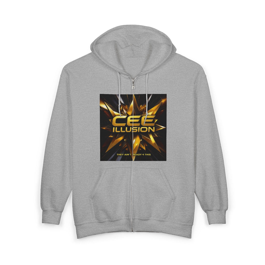 Illusion Logo Zip Hoodie — 'CEE Illusion' Gold Burst Full-Zip Sweatshirt