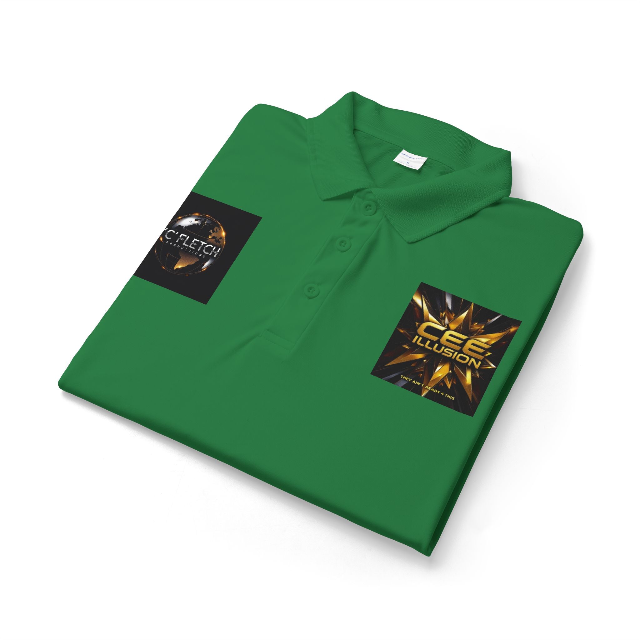 Logo Chest Polo Shirt — Gold Emblem Athletic Golf Polo