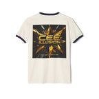 Illusion Logo Ringer T-Shirt — Bold Gold Graphic Tee
