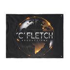Double-Sided Flag — ‘C’ Fletch Productions Logo Globe Flag (Outdoor/Indoor)