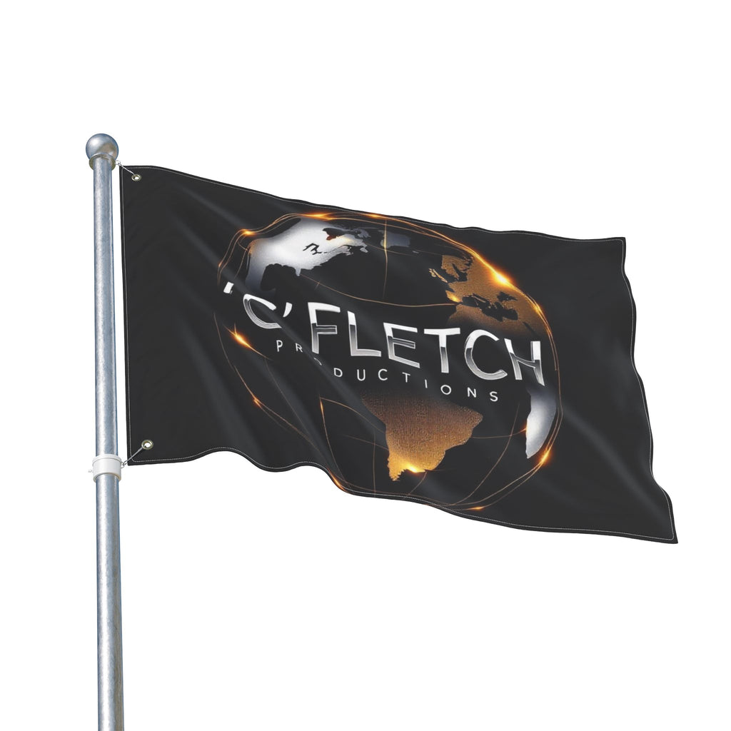 Double-Sided Flag — ‘C’ Fletch Productions Logo Globe Flag (Outdoor/Indoor)