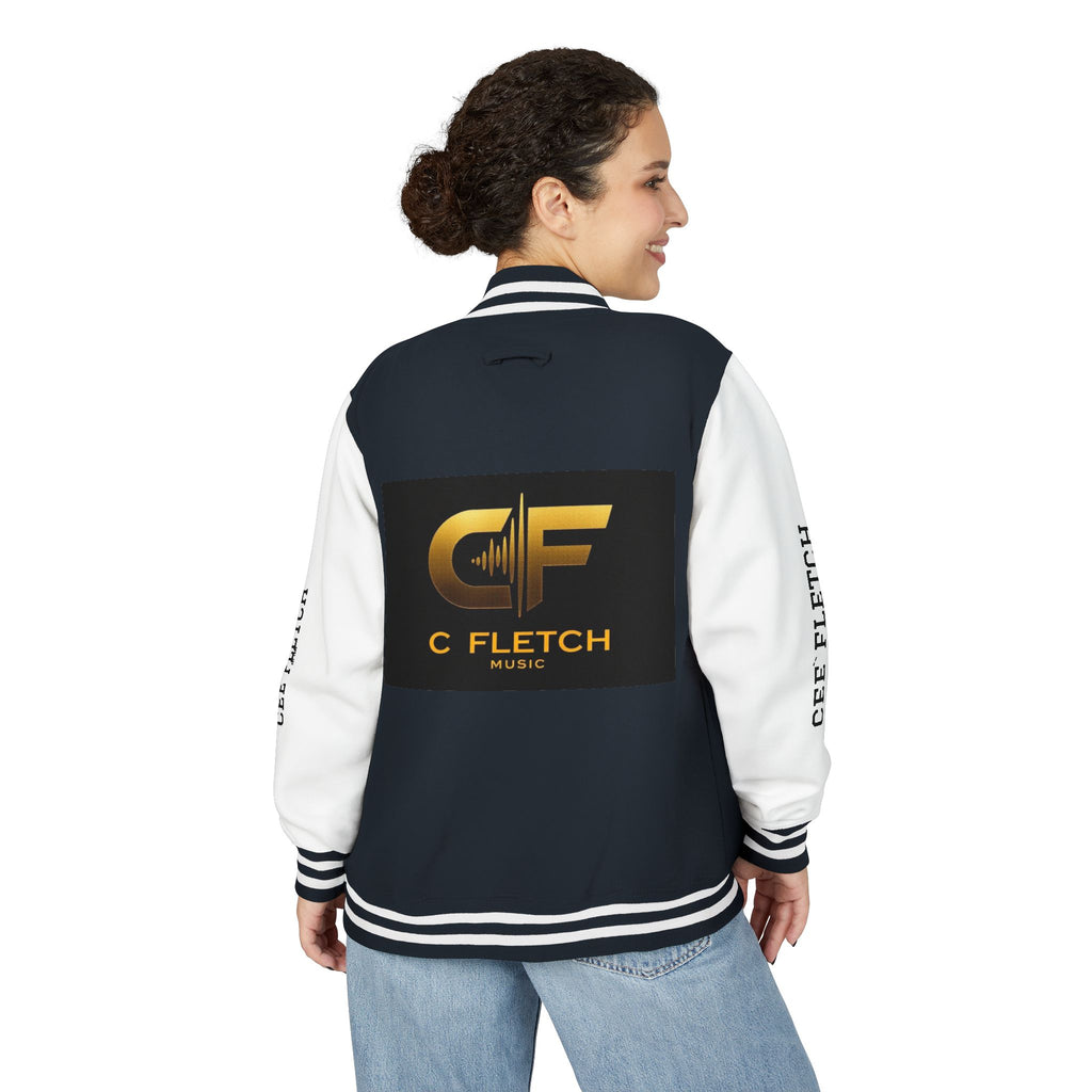 C Fletch Music Letterman Jacket — Red/White Varsity Jacket with Logo