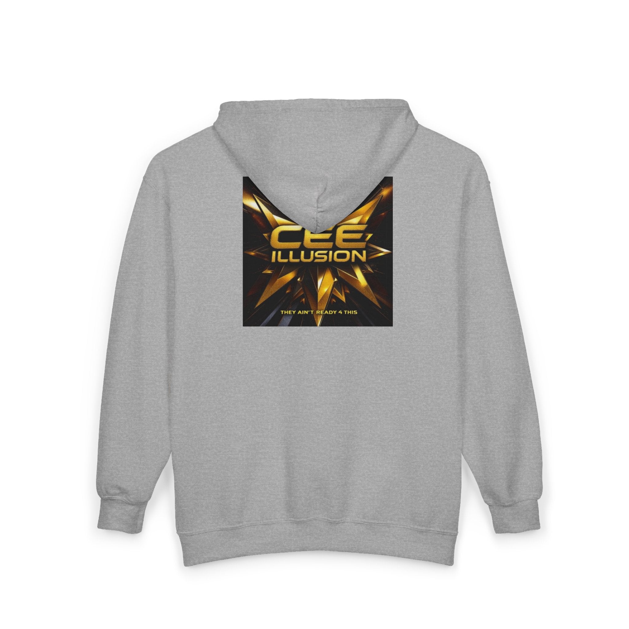 Illusion Logo Zip Hoodie — 'CEE Illusion' Gold Burst Full-Zip Sweatshirt